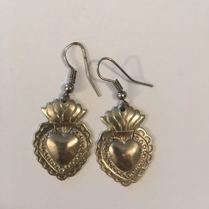 Silver Sacred Heart Earrings